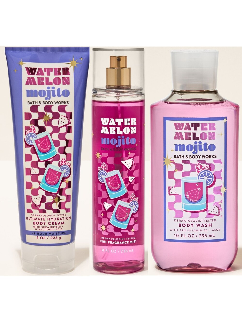 Bath & Body Works Watermelon Mojito 3 Piece Body Care Set NEW Rare